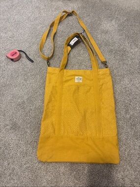 Mustard Yellow Canvas polka Dot book Tote with Adjustable Strap 17x 13